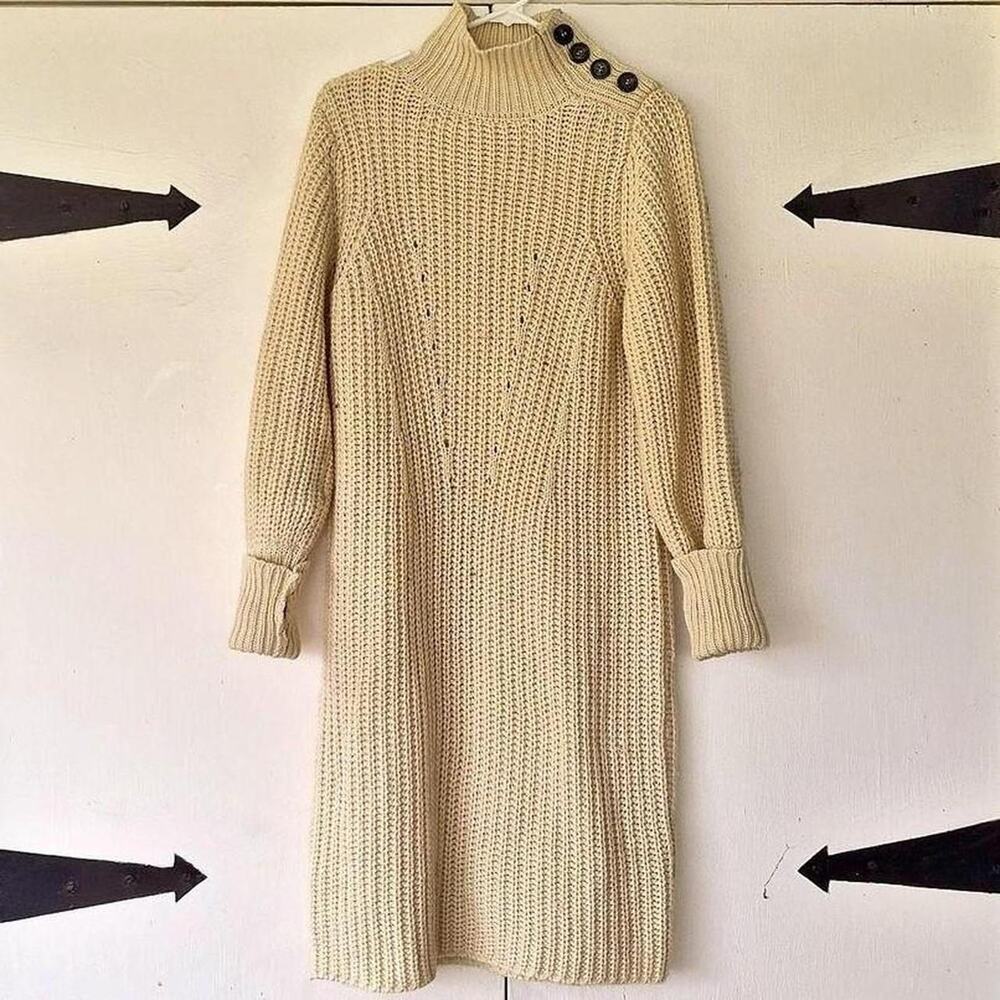 Moon river cream ribbed knit sweater dress
